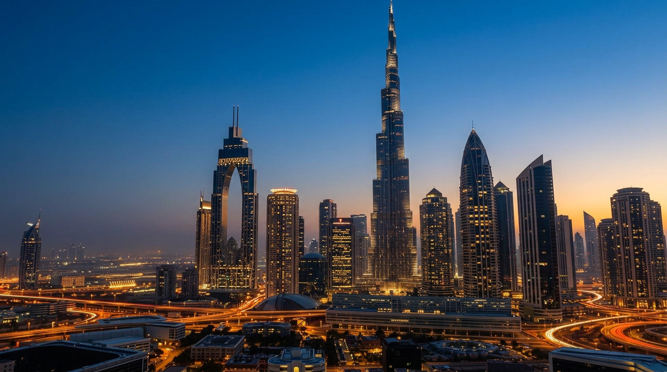 Dubai skyline at dusk